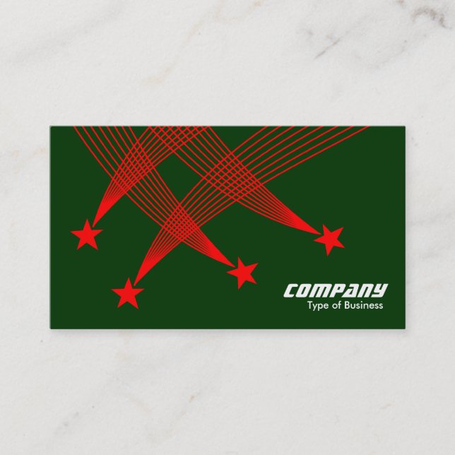 Cartão De Visita Estrelas de disparo - Vermelho em Verde escuro (Frente)