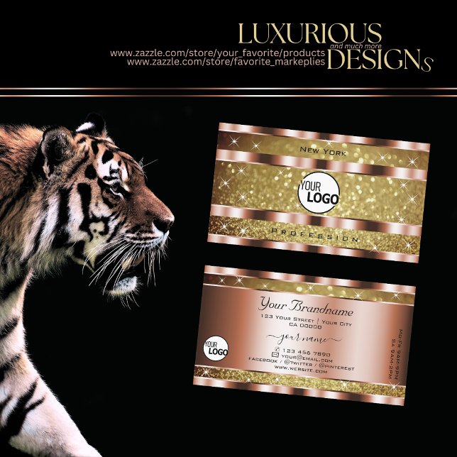 Cartão De Visita Estrelas Douradas de brilho elegantes adicionam Ou (Criador carregado)