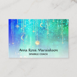 Cartão De Visita *~* Estrelas Douradas do Sol brilham Lua Celestial