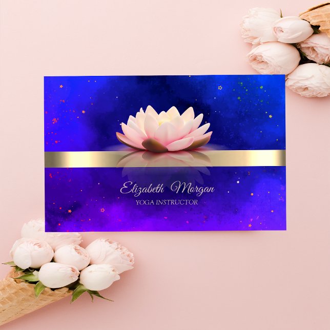 Cartão De Visita Estrelas Douradas e Elegantes de Strike Lotus (Criador carregado)