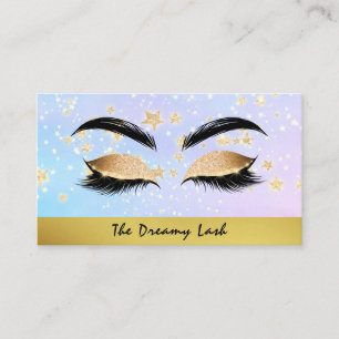 Cartão De Visita *~* Estrelas Douradas PINK Lashes Brows Extensões