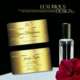 Cartão De Visita Estrelas e Iniciais Glamor Sparkle Dourados