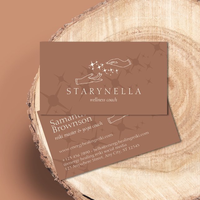 Cartão De Visita Estrelas Elegantes Terapia Energética Mãos Reiki (Criador carregado)
