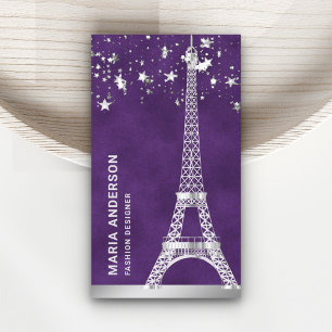 Cartão De Visita Estrelas Glam Confetes de Prata Folha de Paris Tor