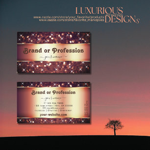 Cartão De Visita Estrelas Luminosas Glitter Douradas de Rosa de lux