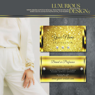Cartão De Visita Estrelas Luminosas Luxuriosas de Brilho Dourado Lu