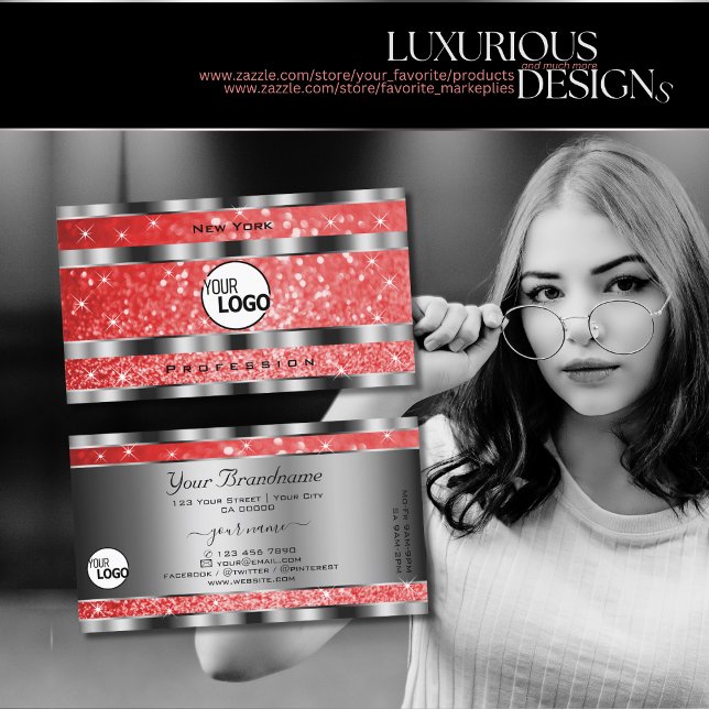 Cartão De Visita Estrelas Luminosas para Lata Vermelha e Prata de L (Criador carregado)