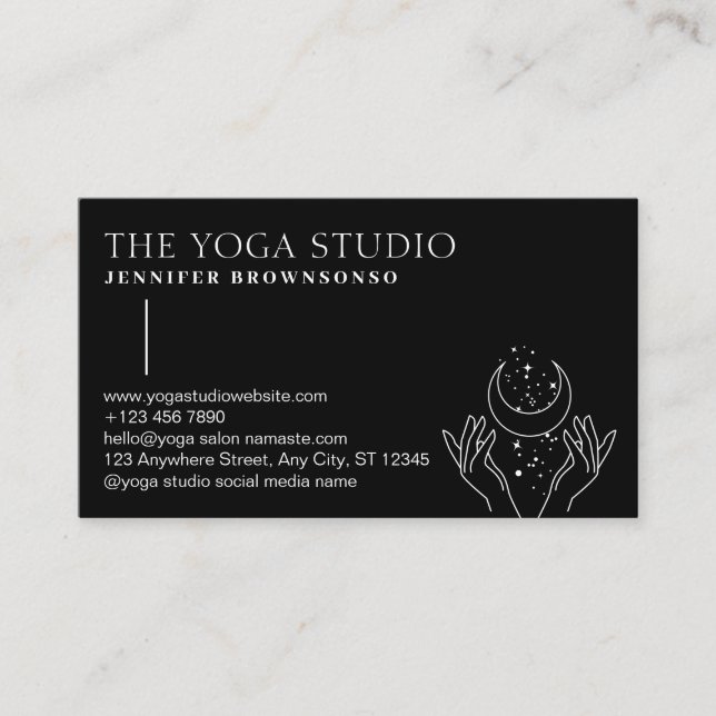 Cartão De Visita Estrelas Negras Curam Energia Mãos-Lua Espiritual (Frente)