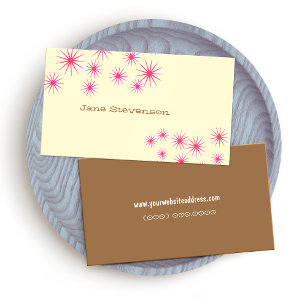 Cartão De Visita Estrelas Retro-Cor-de-rosa Amarelo-claro-branco