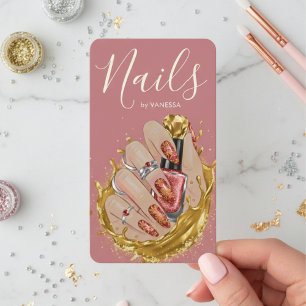 Cartão De Visita Estúdio Chic de Arte em Unhas Artista Manicure Ros