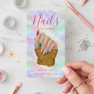 Cartão De Visita Estúdio de Arte de Unhas Opal Manicure Artista Ele