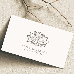 Cartão De Visita Estúdio de Meditação de Yoga Flor de Lótus Marrom