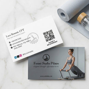 Cartão De Visita Estúdio de Pilates Comercial   Código de Barras Ci