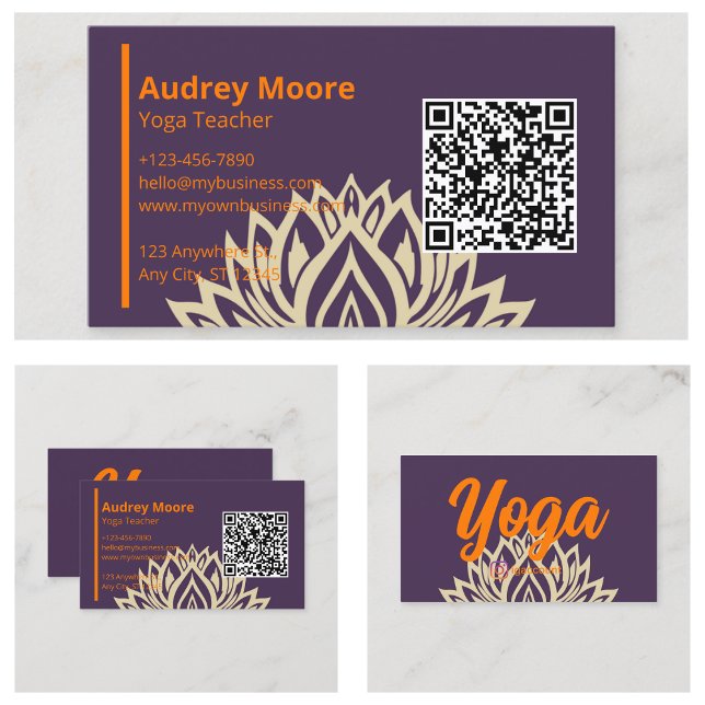 Cartão De Visita Estúdio de Professores de Yoga (Yoga Teacher Studio Business Card
)
