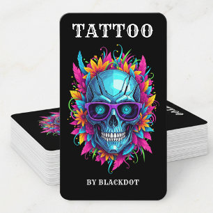 Cartão De Visita Estúdio de Tatuagem Óculos de Sol Caveira Artista