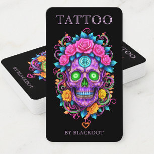 Cartão De Visita Estúdio de Tatuagem Profissional Tatuador Caveira