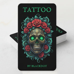 Cartão De Visita Estúdio de Tatuagem Rose Floral Arte de Tatuagem d