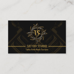 Cartão De Visita Estúdio de Tatuagem Vintage Minimalista Moderno