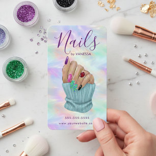 Cartão De Visita Estúdio de Unhas Artista Manicurista Chic Opal Ele