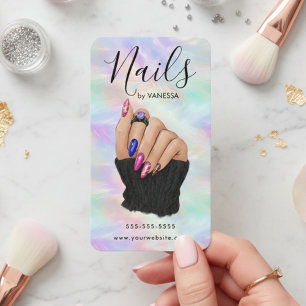 Cartão De Visita Estúdio de Unhas Elegantes Artista Manicure Chic O