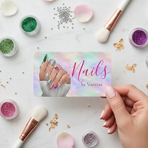 Cartão De Visita Estúdio de Unhas Opala Iridescente Artista Manicur