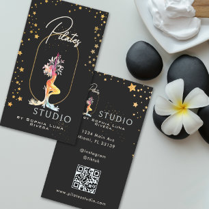 Cartão De Visita Estúdio de Yoga Wellness Estrelas Douradas Código