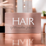 Cartão De Visita Estylist para o cabelo de metal, com tinta e Rosa<br><div class="desc">Cartão de visita Minimalista de Lista de Cabelos de Folha,  rosa e Rosa Dourada. O Cartão de visita Estrelado de Cabelo de Folha Metálica,  cor-de-rosa e Rosa Dourada,  é perfeito para uma Lista de Cabelos em um Salão de Bela.</div>