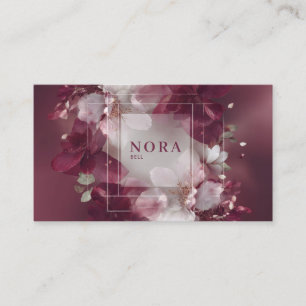 Cartão De Visita Ethereal Burgundy Floral Quadro Branco Moderno