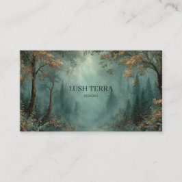 Cartão De Visita Ethereal Misty Forest Path Teal Gold Rustic