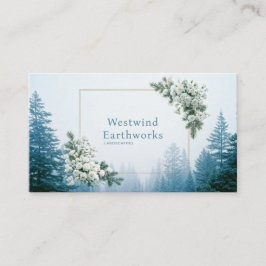 Cartão De Visita Ethereal White Rose Pine Forest Winter Gold Frame
