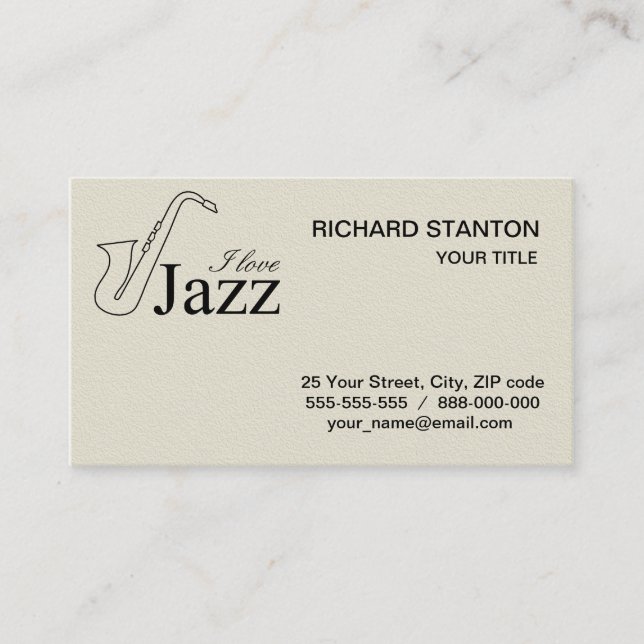 Cartão De Visita Eu adoro jazz (Frente)