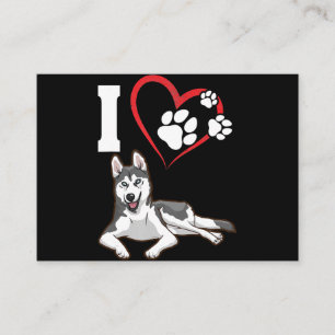 Cartão De Visita Eu amo o meu cão husky siberiano Presente para