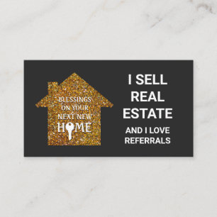 Cartão De Visita Eu Vendo Real Estate Love Refere Glitter Realtor