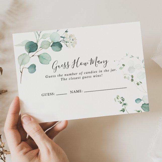 Cartão De Visita Eucalipto Verde de Verão Adivinha Quantas Cartas D (Criador carregado)