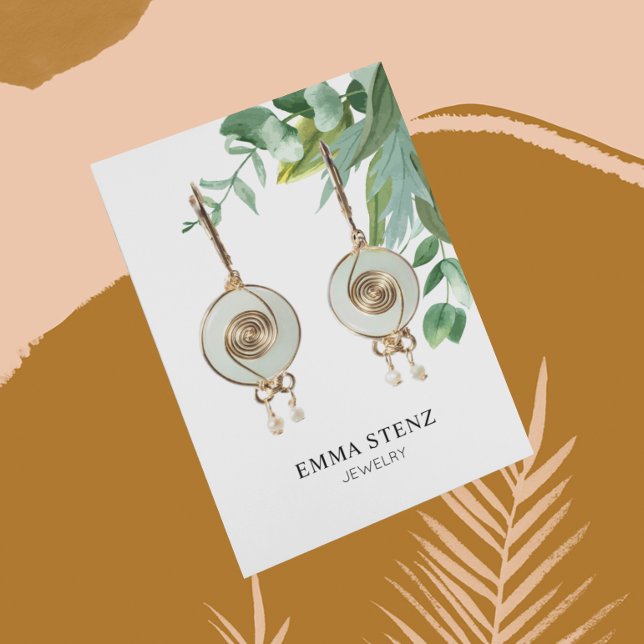 Cartão De Visita Eucalyptus aquarela deixa a placa de exibição de e (Criador carregado)