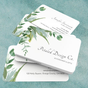 Cartão De Visita Eucalyptus aquarela deixa verde