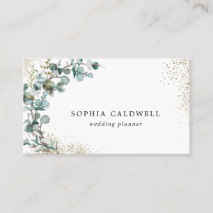 Cartão De Visita Eucalyptus Dourado Glitter Botânico