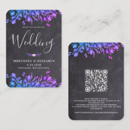 Cartão De Visita Eucalyptus Foliage Código QR Rustic Casamento Slat