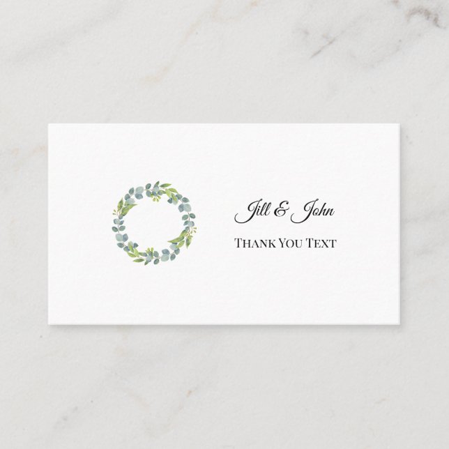 Cartão De Visita Eucalyptus Wreath Wedding Thank You Card (Frente)