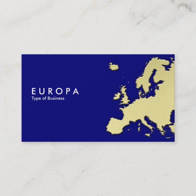 Cartão De Visita EUROPA - Efeito Dourado 3d - Azul escuro (Frente)