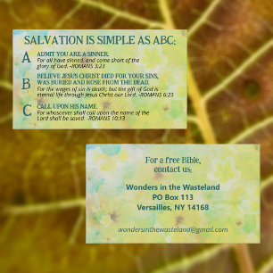 Cartão De Visita Evangelismo Cristão Salvação ABC Evangelho KJV