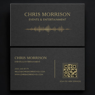Cartão De Visita Eventos & Entretenimento Música Código QR Ouro Pre