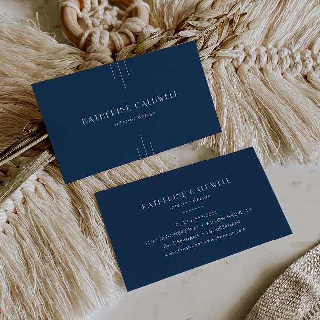Cartão De Visita EVERLY Classic Modern Art Deco Navy Blue (EVERLY Classic Modern Art Deco Navy Blue Business Card)