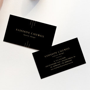 Cartão De Visita EVERLY Elegante Art Deco Preto e Dourado