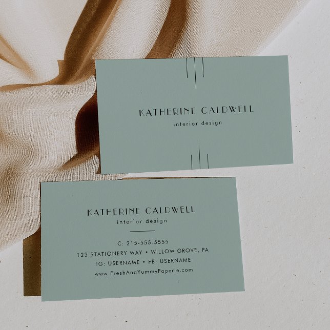 Cartão De Visita EVERLY Modern Classic Art Deco Sage Green (EVERLY Modern Classic Art Deco Sage Green Business Card)