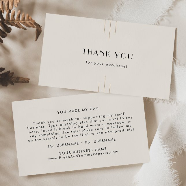 Cartão De Visita EVERLY Retro Art Deco Ivory Gold Black Thank You (EVERLY Retro Art Deco Ivory Gold Black Thank You Business Card)