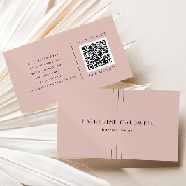 Cartão De Visita EVERLY Retro Vintage Art Deco Blush Pink QR Code