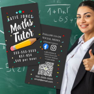 Cartão De Visita exames de aprendizado em casa para tutores de mate