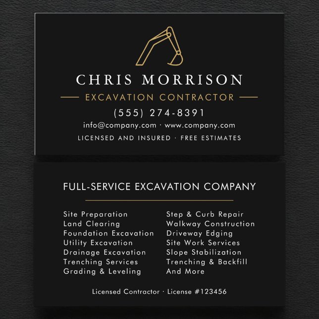 Cartão De Visita Excavation Operator Contractor Professional  (Criador carregado)