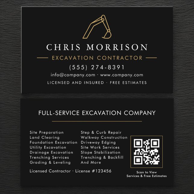 Cartão De Visita Excavation Operator QR Code (Criador carregado)